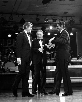 Jerry Lewis/dean Martin/sahara Meeting Frank Sinatra Vintage 8 X 10 Press Photo