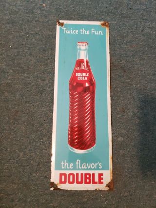 Vintage Double Cola Sign Porcelain General Store Soda Drink 16oz Coke Gas Oil