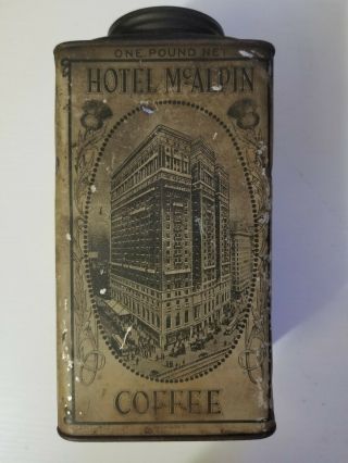 Antique York City Hotel Coffee Tin Lithograph Hotel Mcalpin C.  1920