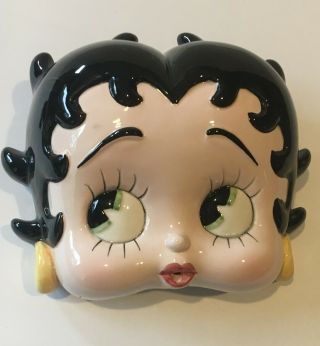 Betty Boop Hand Painted Ceramic Wall Hanging,  String Holder 3d Face Vintage 1985