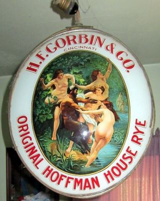 Hoffman House Rye Lamp Light Advertising Sign H.  F.  Gorbin & Co.  Cincinnati Ohio