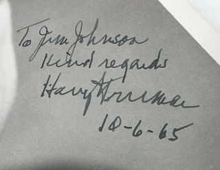 Official WH Photo of Pres.  Harry S Truman Autographed to His S S Agent,  ca.  1950 2