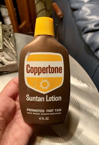 Vintage Beach Coppertone Suntan Oil Lotion Brown Girl Dog (almost Full) Bottle