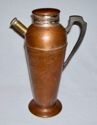 E.  &j.  Bass (empire Art Silver) Antique Hammered Copper Tall Cocktail Shaker Ny