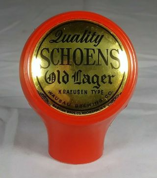 Schoens Old Lager Beer Ball Tap Knob Wausau Brewing Co.  Wausau Wisconsin Wi