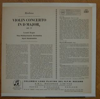 Columbia B/S - SAX 2307 - Kogan - Brahms - Violin Concerto 2