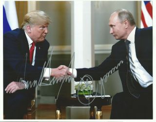 Authentic President Donald Trump & Vladimir Putin Dual Signed 8 " X 10 " Photo