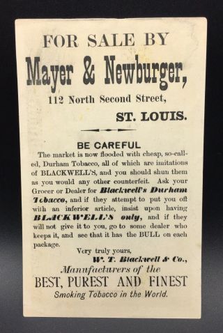 W.  T.  Blackwell Smoking Tobacco Advertising Trade Card,  St.  Louis,  MO 2