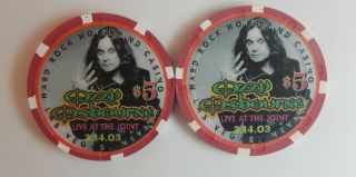 Hard Rock Hotel Las Vegas Le Ozzy Osbourne Rare Set $5 & $25 Casino Chip