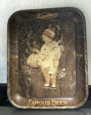 Fabulous Rare Old Kuebler Brewing Co.  Beer Tray Easton Pa.
