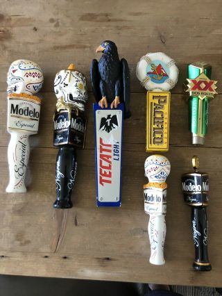 (7) Mexican Beer Taps - Tecate Light,  Dos Equis,  Pacifico,  And Modelo