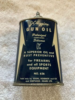 Vintage Jc Higgins Gun Oil Can 626.  Rare Blue Can.