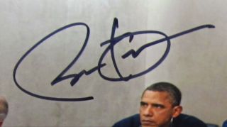 President Barack Obama Signed Osama Bin Laden War Sit Room 8x10 Photo Jsa