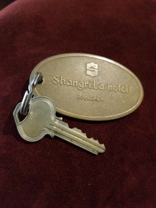 Vintage Rare Historic Shangri La Hotel Key & Fob 1723 Bangkok Thailand