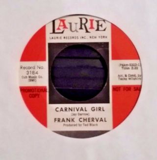 Rare Promo 45 Teen - Frank Cherval - Carnival Girl On Laurie Vg,