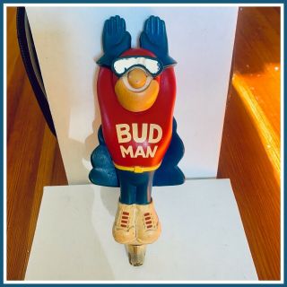 Budweiser Bud Man Flying Beer Tap Handle Knob Keg Budman Rare - Collectible