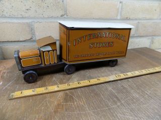 Scarce International Stores Articulated Truck Vehicle Biscuit Tin C1932 Toy
