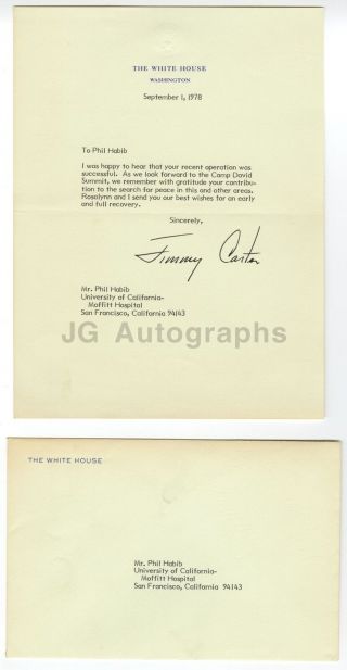 President Jimmy Carter Autographed Letter To Philip C.  Habib,  1978