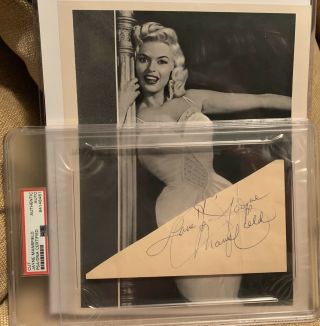 Jayne Mansfield Large Signed Cut Psa Authenticated