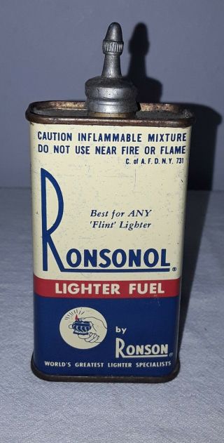 Ronsonol Lighter Fuel Fluid Lead Top Handy Oiler Oil Can
