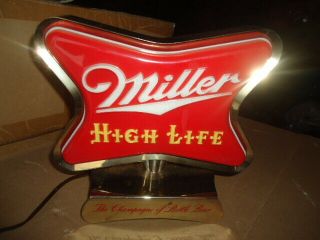 RARE antique MILLER HIGH LIFE BEER LIGHT BAR SIGN MAN CAVE BOX 2
