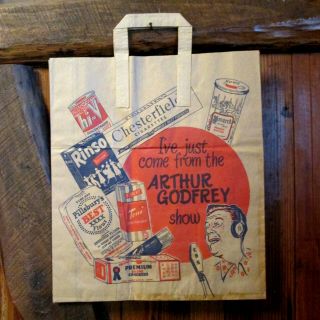 1940s Arthur Godfrey Cbs Radio Show Audience Souvenir Bag W/ Sponsors Products