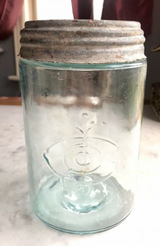 Antique Rare Wide Mouth Mason Canning Jar Very Early Design