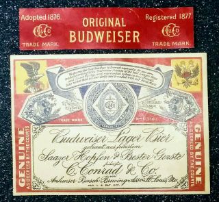 Budweiser Beer Anheuser Busch Brg.  Assn. ,  C.  Conrad & Co.  St.  Louis,  Mo.  Pre - Pro