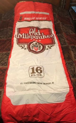 Old Milwaukee Beer Rare 16oz Tall Boy 2 Sided Sleeping Bag Pbr Schlitz