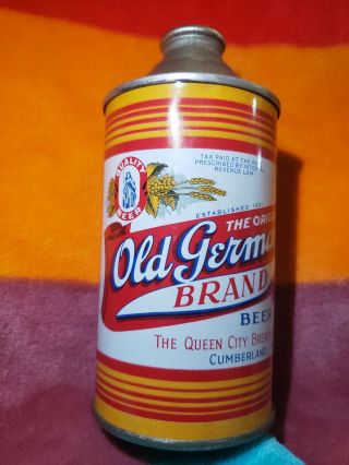 Old German Brand Cone Top Beer Can Queen City Brewing Cumberland Maryland