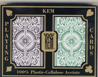 Kem " Arrow " Green & Brown Plastic Playing Cards Bridge Size Regular Index