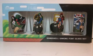 Rare Nintendo Mario Bros.  Bombshell Pin - Up Style Girls Gaming Glass Cups