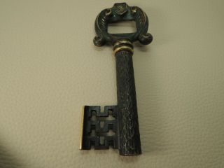 Antique Door Gate Brass Corkscrew Bottle Opener Cavatappi Grape Vine Figural Key