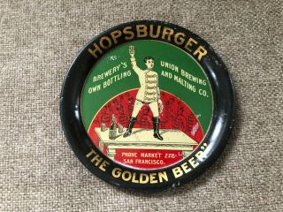 Vintage Hopsburger The Golden Beer Union Brewing And Malting Co Tin Tip Tray