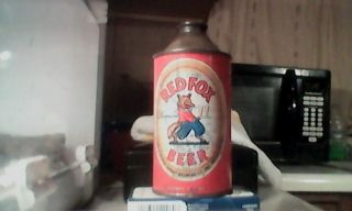 Red Fox Cone Top Beer Can Of Internal Revenue Tax For Exportation.  Can