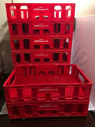 Vintage Coca Cola Coke Crate Carrier Red Plastic Stackable Bottle Case