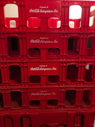 Vintage Coca Cola Coke Crate Carrier Red Plastic Stackable Bottle Case 3