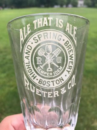Highland Springs Brewing Rueter Co Stemmed Flint Beer Glass Mission Hill Boston