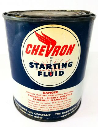 Chevron Starting Fluid Can California Oil Co Gas Advertising Metal Canco Empty