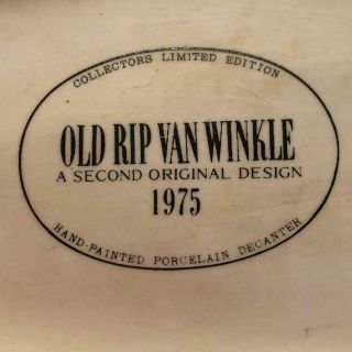 Old Rip Van Winkle Distillery Porcelain Decanter Limited Edition 1975 Rare 6