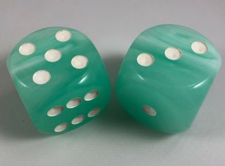 Large Vintage Green Dice Lucite 2 Inch
