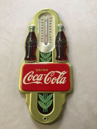 1941 Coke Cola Thermometer Sign Advertising Art Deco Soda Pop