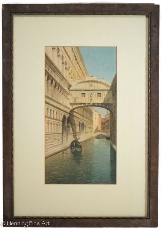 Eugenio Benvenuti Venice Watercolor Painting,  Signed & Framed,  Fine