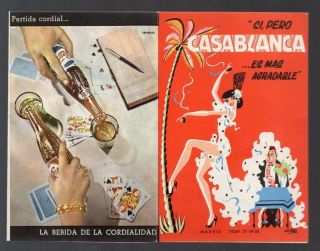 Vtg 1950s Pepsi Cola Soda Casablanca Club Madrid Spain Advertisement Brochure