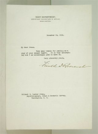 1918 President Franklin Delano Roosevelt Typed Letter Signed Tls Fdr Autograph