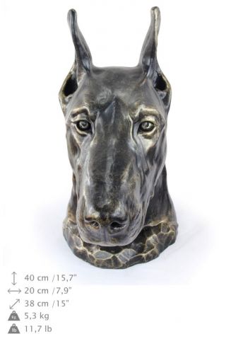 Doberman Cropped,  Dog Head Urn Made Of Resin,  Artdog,  Usa