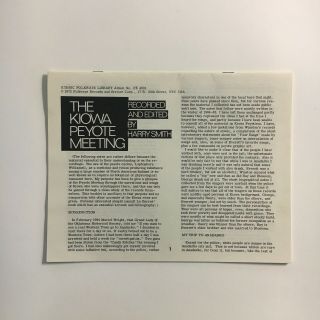 KIOWA PEYOTE MEETING RECORDED EDITED BY HARRY SMITH 3 LP BOX FOLKWAYS W BOOK 3