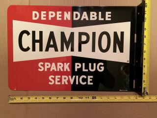 Champion Spark Plug Service Station Gas Dealer Flange 2 Sided Never Hung