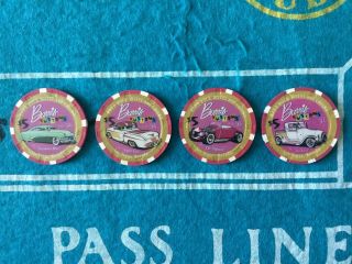 George Barris Hard Rock Hotel Custom Car Five Dollar Casino Chips Set Of Four
