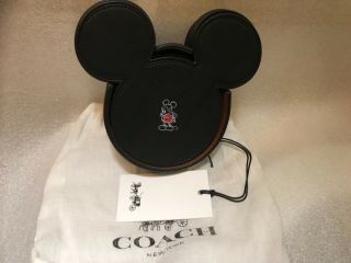 $200 Nwt Coach Disney Mickey Mouse Black 6 Leather Coasters 66512